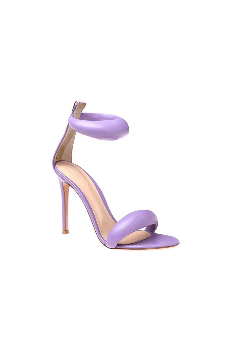 Ankle Strap Leather Stiletto High Heel Sandals