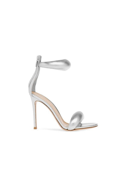 Ankle Strap Leather Stiletto High Heel Sandals