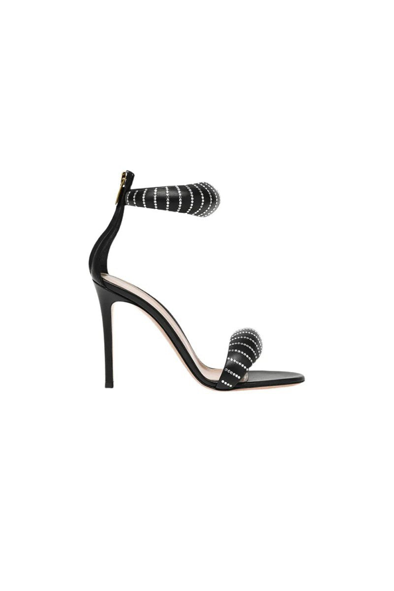 Ankle Strap Leather Stiletto High Heel Sandals