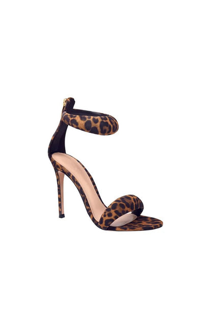 Ankle Strap Leather Stiletto High Heel Sandals