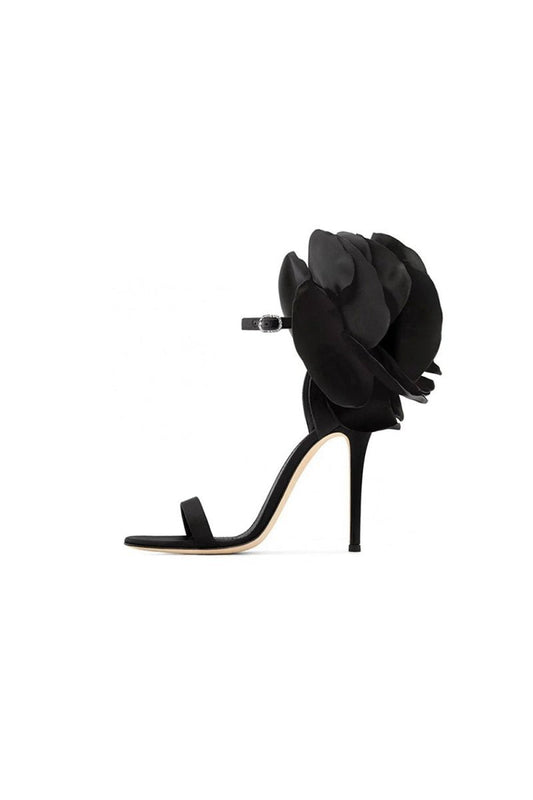 Flower Embellished High Stiletto Heel Sandals
