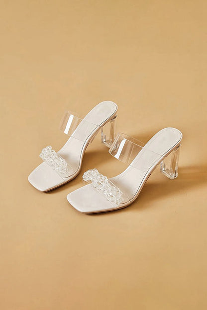 Outdoor Peep Toe Sandals Chunky Heel Fashion Shoes With Beaded