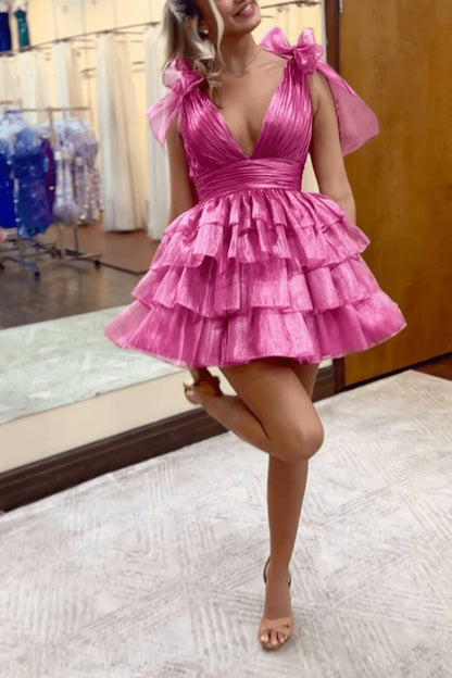 Trendy A-line Tie Homecoming Dresses with Bow