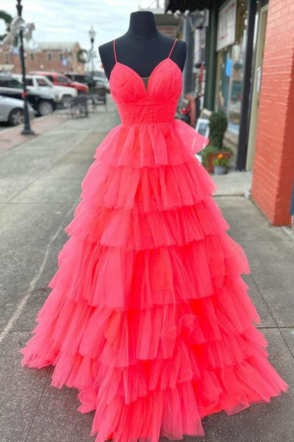 V-Neck Ruffle Tie Long Prom Gown