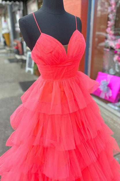 V-Neck Ruffle Tie Long Prom Gown