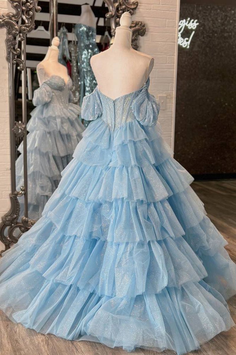Sweetheart A-line Lace Layered Dresses with Slit