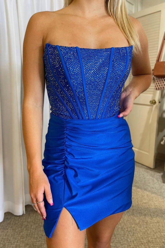 Strapless Beaded Tight Homecoming Dresses