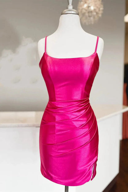 Sheath Spaghetti Straps Corset Back Short Homecoming Dresses