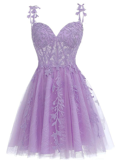 A-line Sweetheart Mint Appliques Short Homecoming Dresses