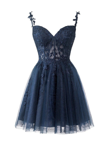 A-line Sweetheart Mint Appliques Short Homecoming Dresses