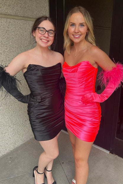 Strapless Ruched Short Cocktail Dresses