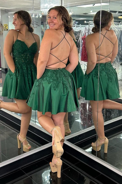 Appliques Sweetheart Lace-Up A-line Short Party Dresses