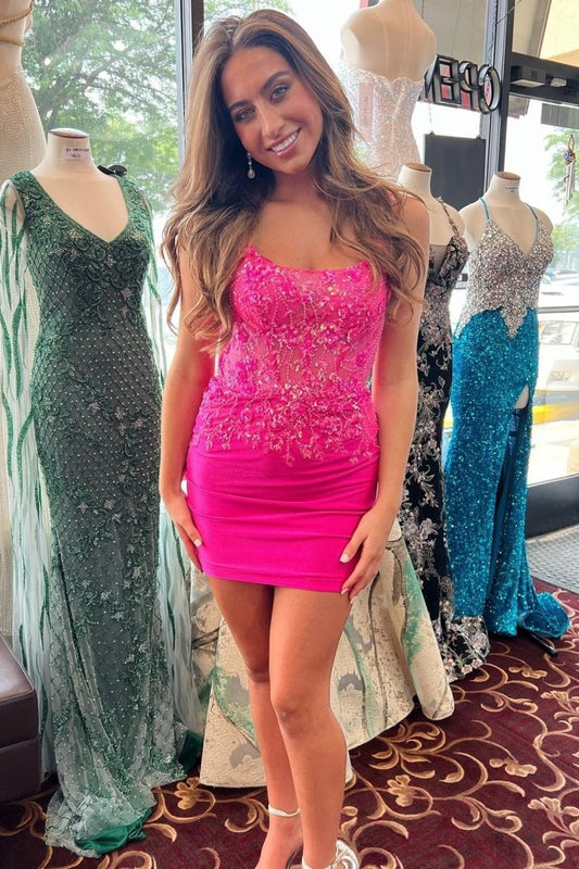 Sequin Lace Backless Fitted Homecoming Dresses