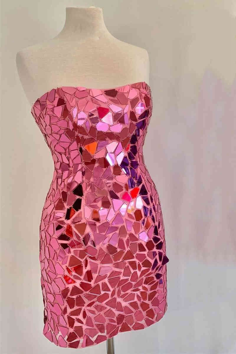 Bodycon Strapless Short homecoming Dresses with Beading