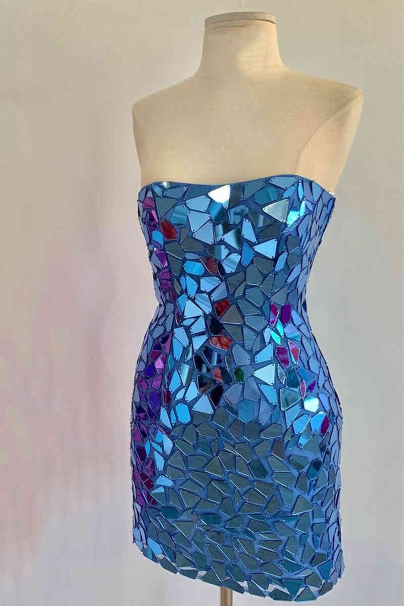 Bodycon Strapless Short homecoming Dresses with Beading