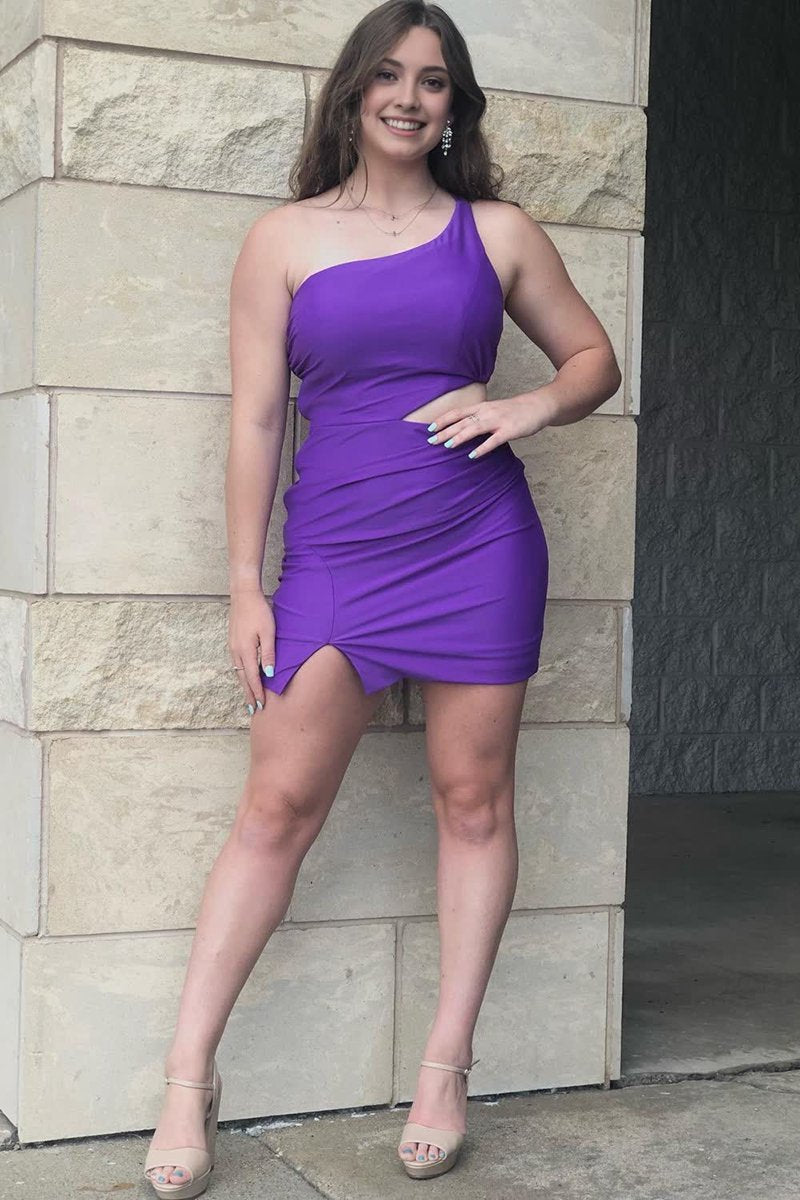 Sheath One Shoulder Short Homecoming Dresses