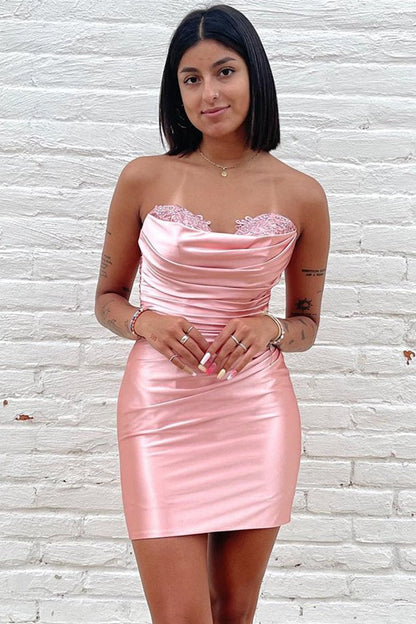 Strapless Ruched Bodycon Homecoming Dresses