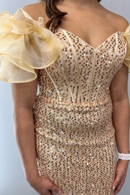 Bodycon Off-the-Shoulder Iridescent Sequin Short Homecoming Dresses