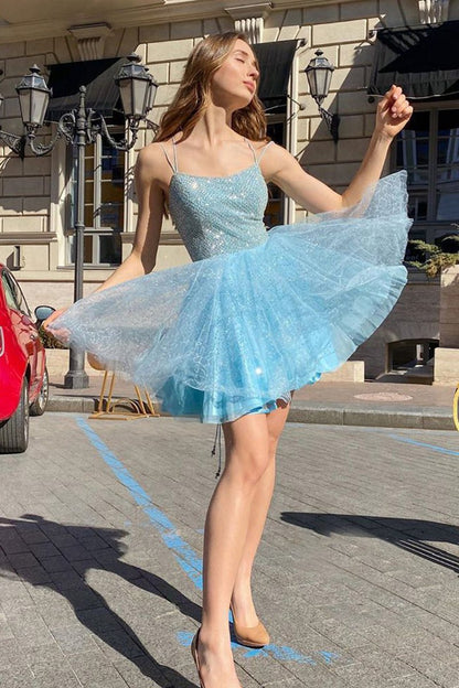 Sequins Lace Beaded Bodice Short Homecoming Dresses