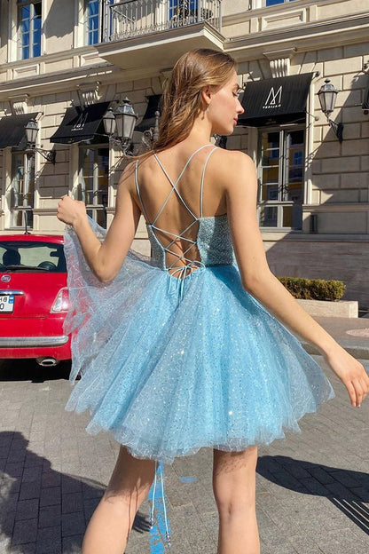 Sequins Lace Beaded Bodice Short Homecoming Dresses