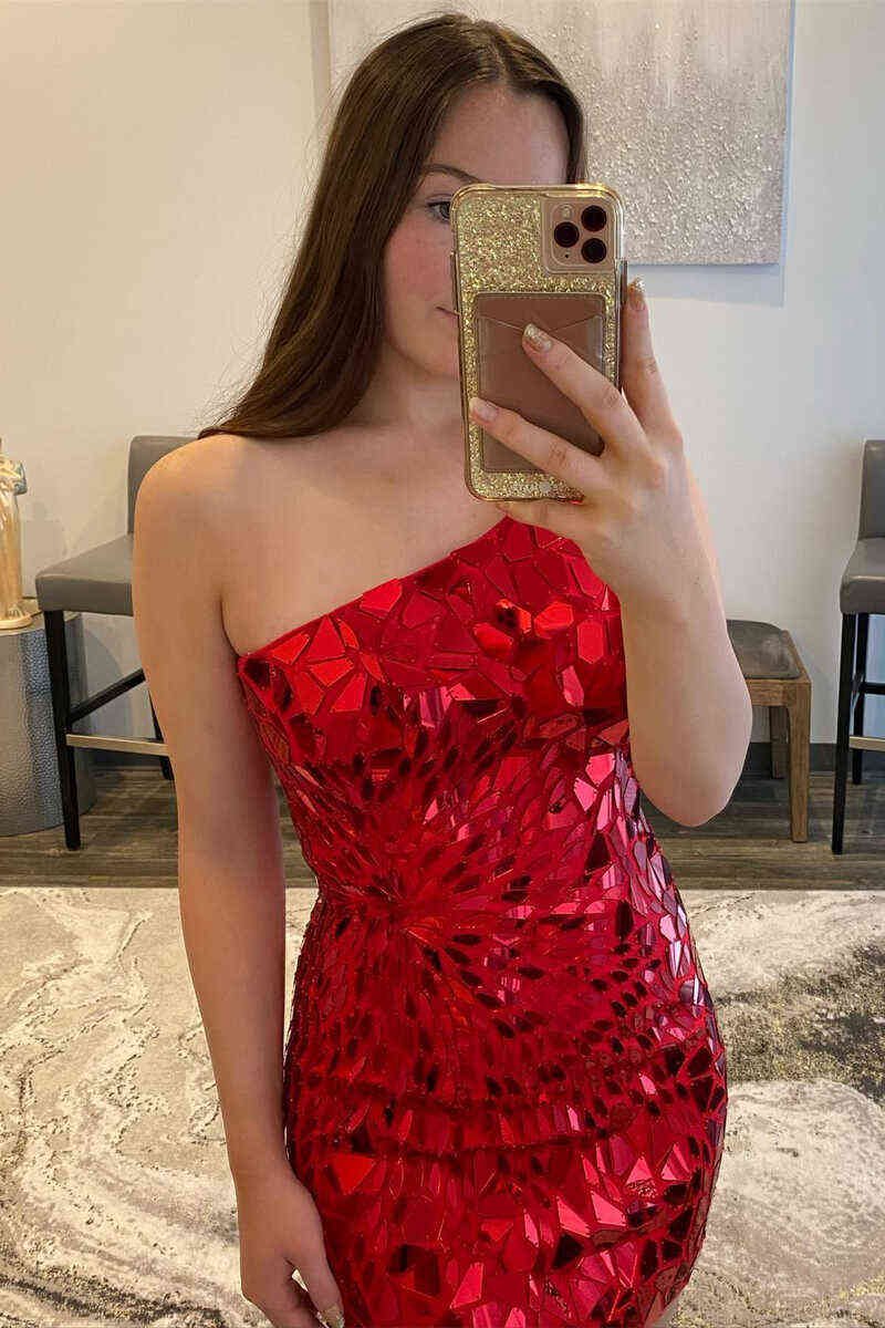 Chic Cut Glass Mirror Short Homecoming Dresses