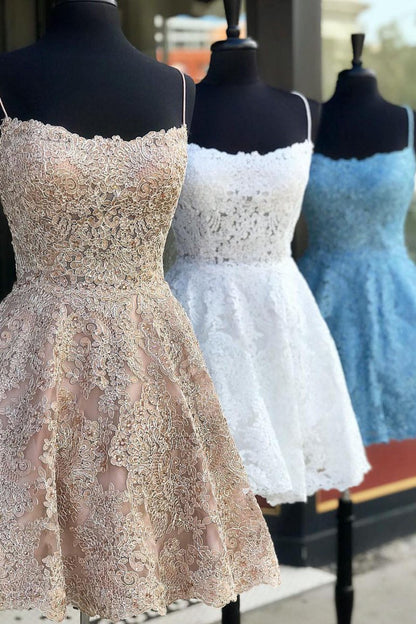 A-line Lace Short Homecoming Dresses