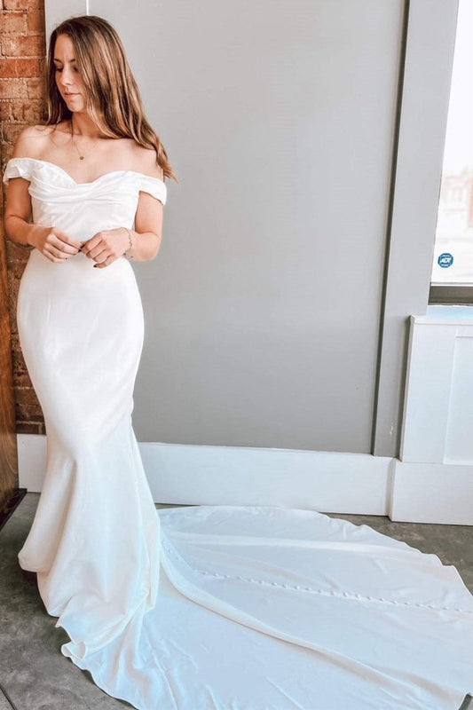Off-the-Shoulder Trumpet Long Wedding Dresses