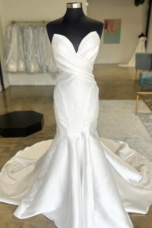 Surplice Mermaid Long Wedding Gown