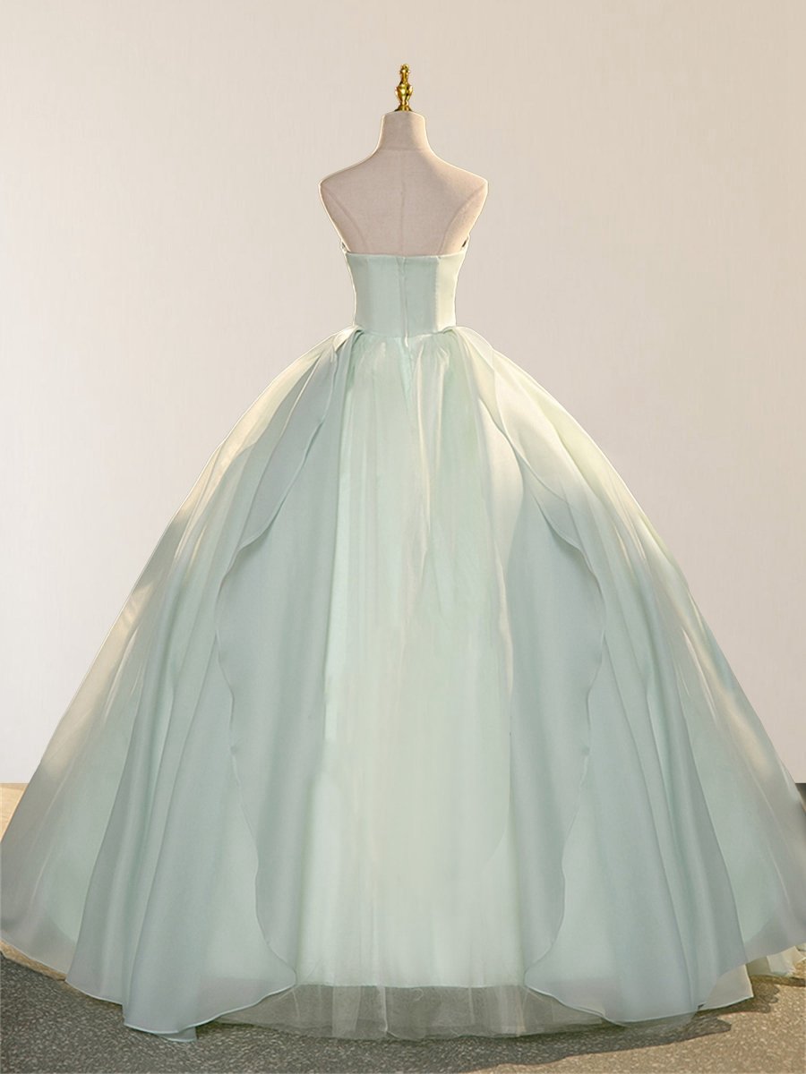 Elegant 3D Flowery Lace Sage Tulle Fairy Ball Gown