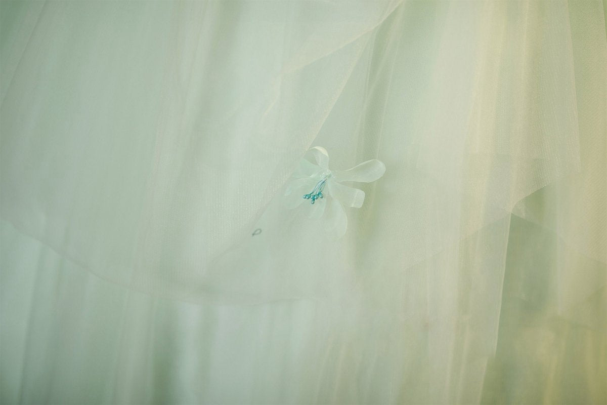 Elegant 3D Flowery Lace Sage Tulle Fairy Ball Gown