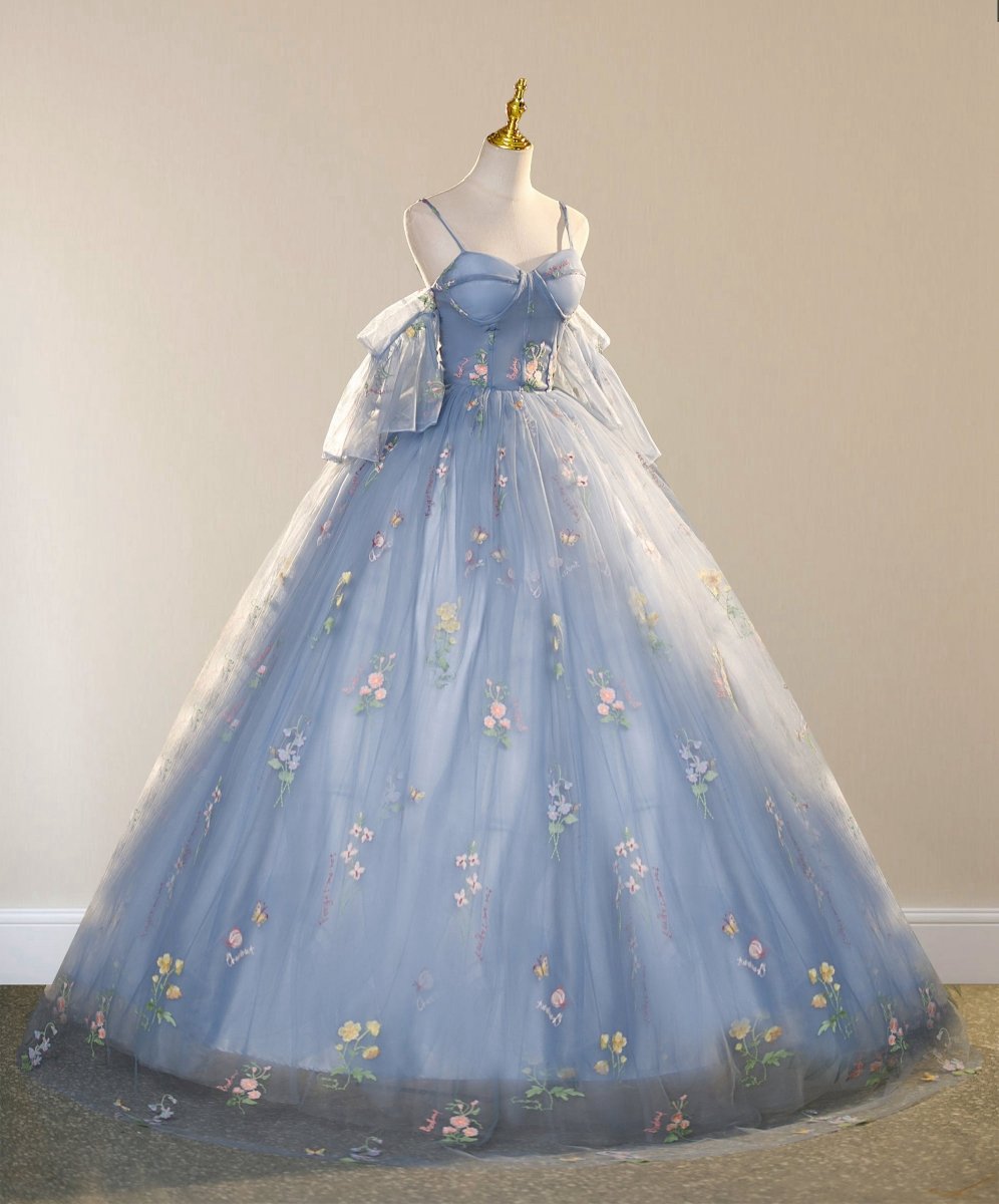 Ball Gown with ScatteLittle Flower Prom Dresses