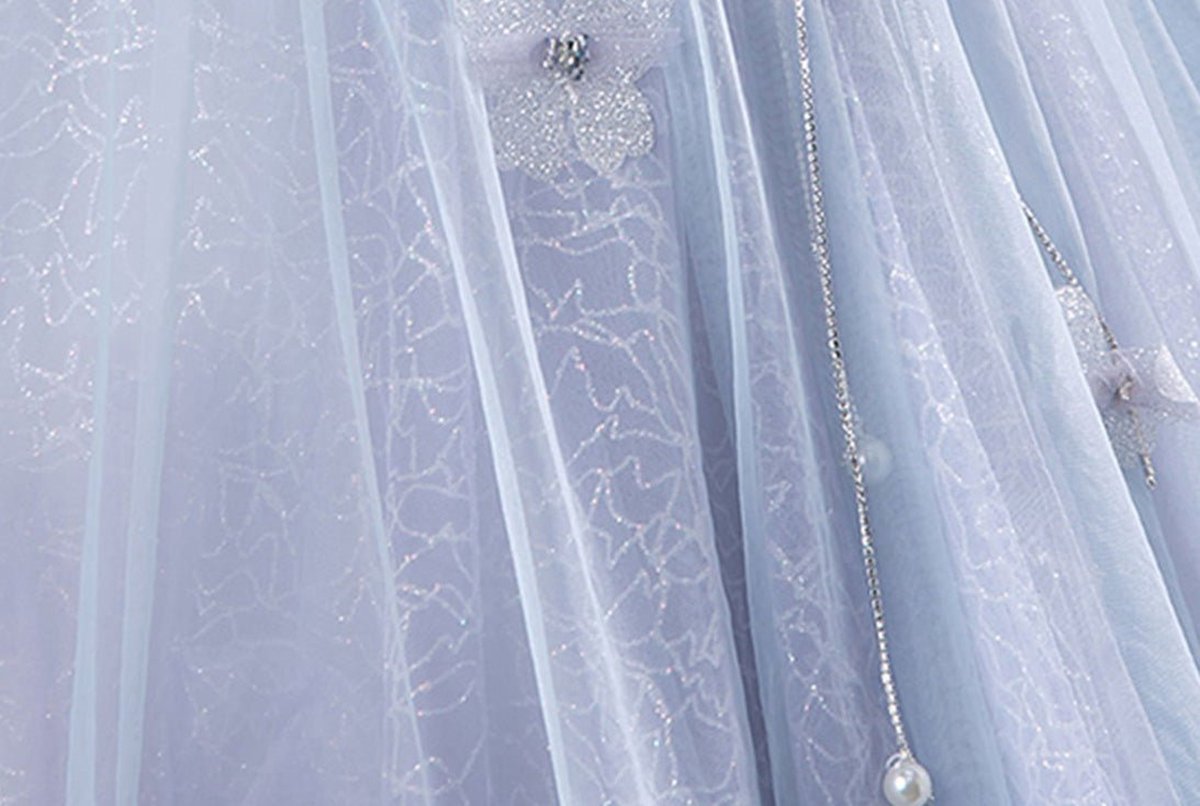 Ball-Gown Tulle Sweetheart Floor-Length Pearls Butterflies Quinceanera Dresses with Appliqued