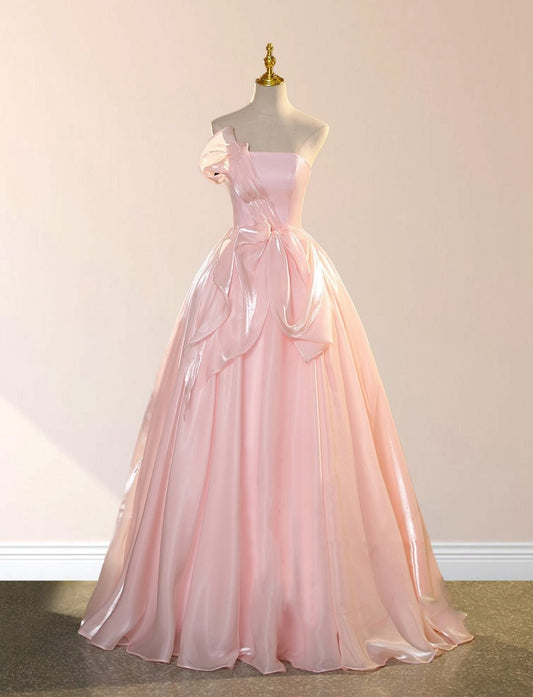 Elegant Shiny Organza Strapless Quinceanera Dresses