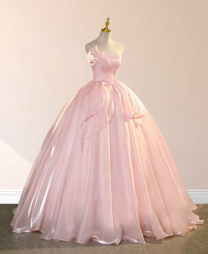 Elegant Shiny Organza Strapless Quinceanera Dresses