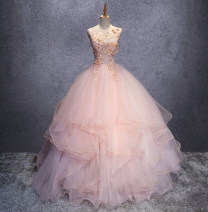 A-line Organza Floor-Length Prom Dresses with Appliqued