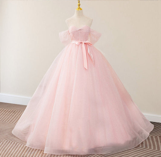 A-line Tulle Sweetheart Floor-Length Wedding Dresses with Sashes