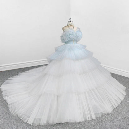 Strapless Quinceanera Dresses Ruffles Ball Gown Evening Dresses