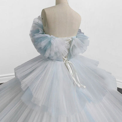 Strapless Quinceanera Dresses Ruffles Ball Gown Evening Dresses
