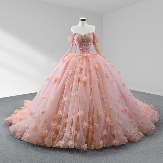 Ball Gown Long Sleeves Off the Shoulder Quinceanera Dresses