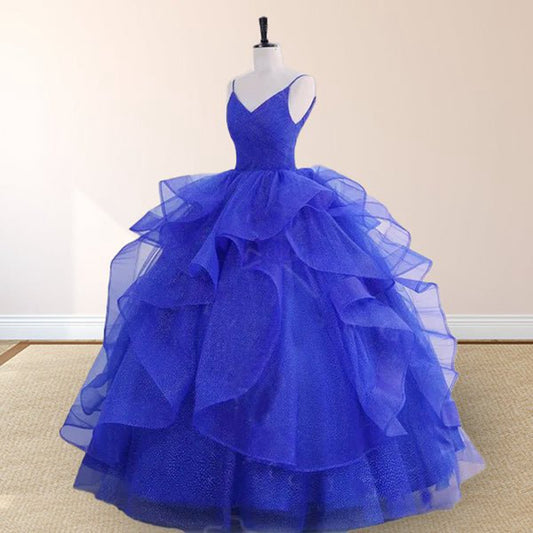 Spaghetti Strap Quinceanera Dresses V-neck with Ruffles