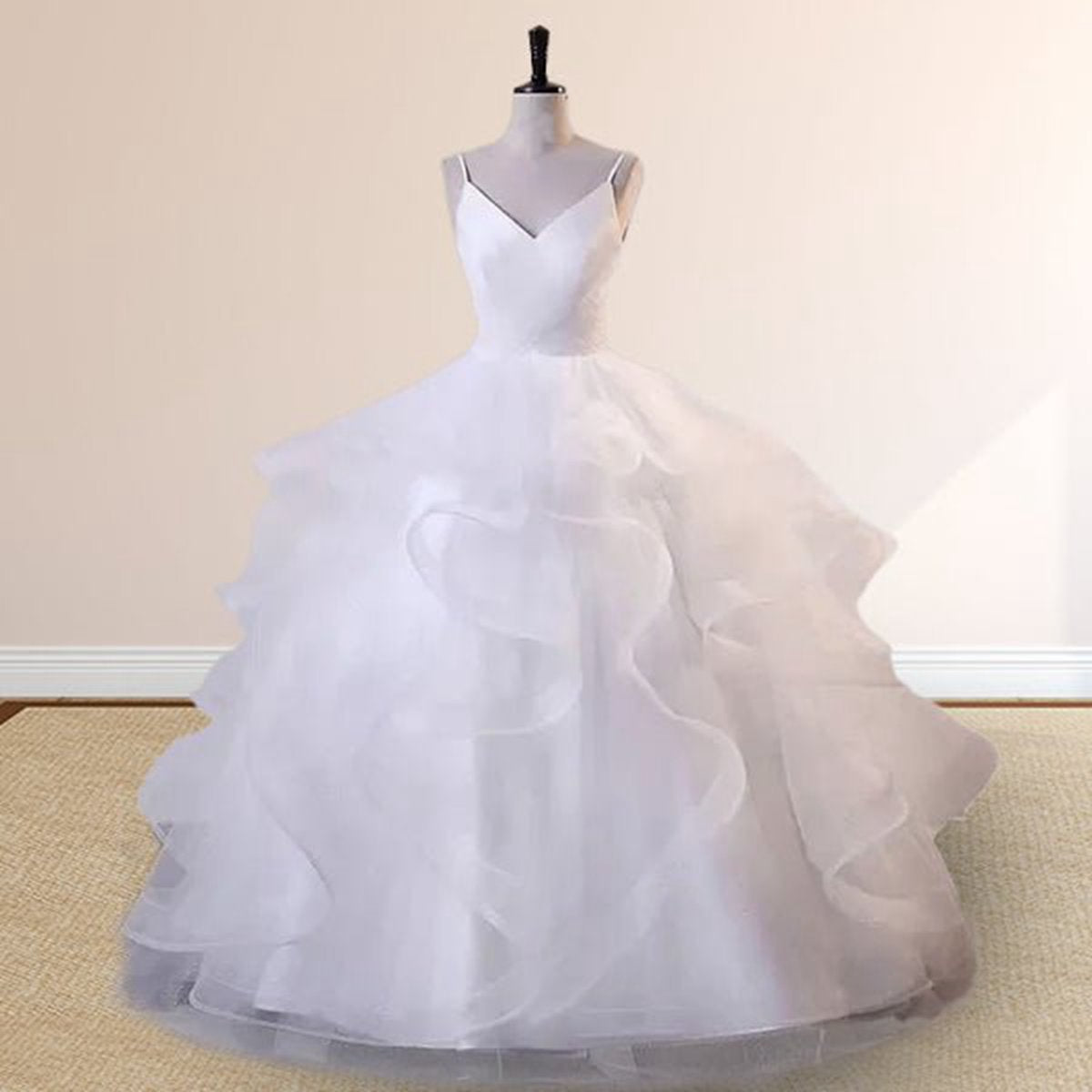 Spaghetti Strap Quinceanera Dresses V-neck with Ruffles