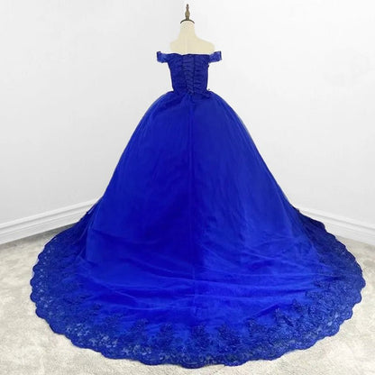 Lace Off the Shoulder Quinceanera Dresses with Flowers