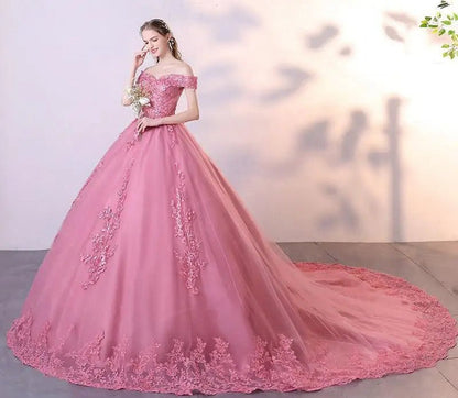 Lace Off the Shoulder Quinceanera Dresses with Flowers