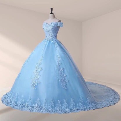 Lace Off the Shoulder Quinceanera Dresses with Flowers