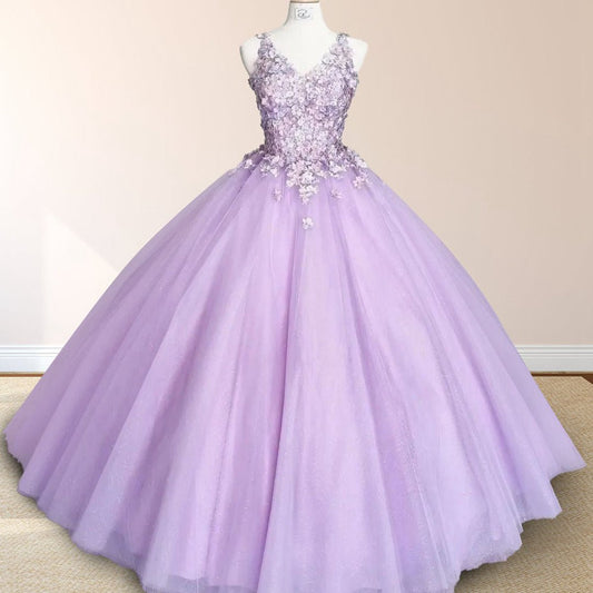 Princess Flowers Flowers Quinceanera Dresses Ball Gown