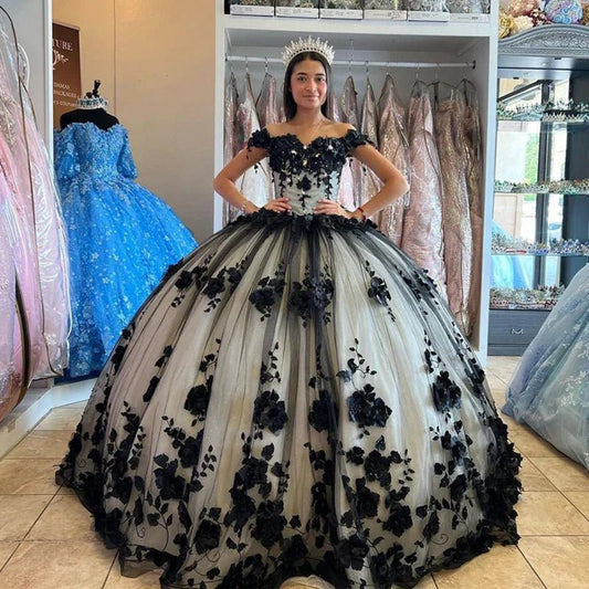 Off the Shoulder Quinceanera Dresses with 3D Flowers