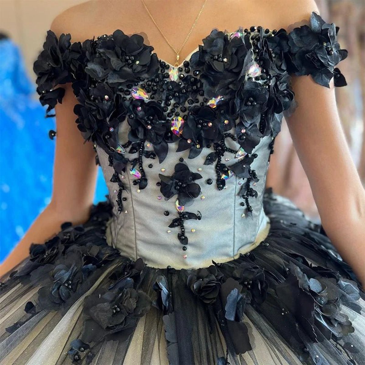 Off the Shoulder Quinceanera Dresses with 3D Flowers