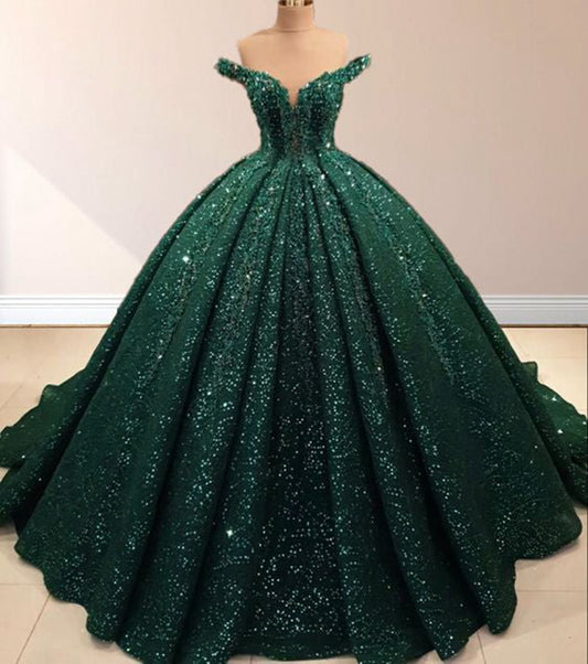 Off the Shoulder Ball Gown Sequined Quinceanera Dresses