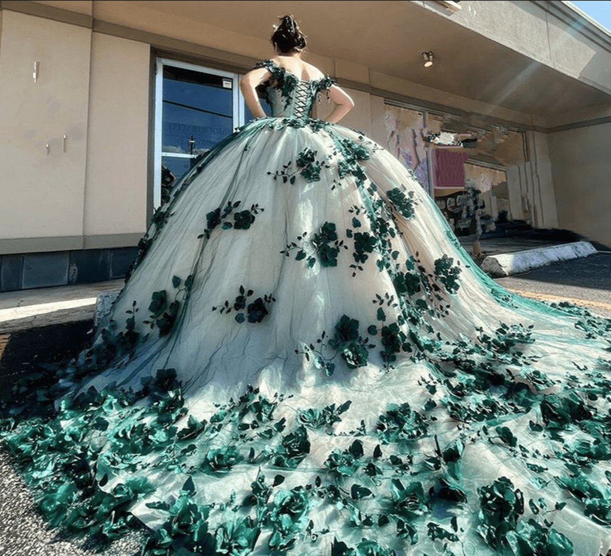 Ball Gown Off Shoulder 3D Flowers Beads Applique Quinceanera Dresses