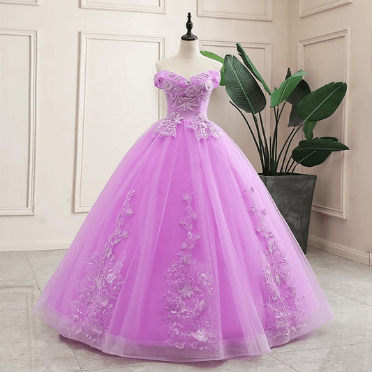 Off the Shoulder Quinceanera Dresses Ball Gown with Appliqued